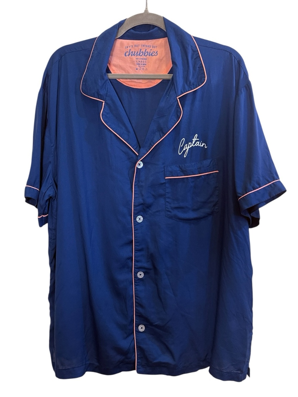 chubbies Blue Captain Of The Night Sleep/Lounge Shirt sz L